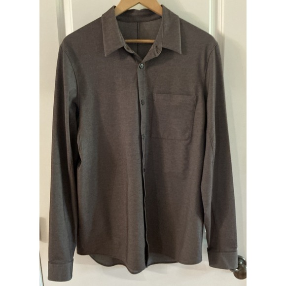 Lululemon "One Thing At A Time" Long Sleeve Button Shirt w/ Zip Pocket Brown - Picture 1 of 12